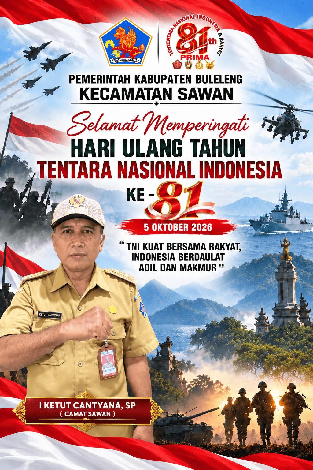 Selamat Memperingati HUT Tentara Nasional Indonesia ke-81 Tahun 2026 